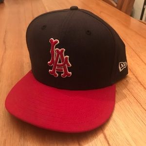 Los Angeles Angels of Anaheim Fitted Hat 7 5/8 Black & Red